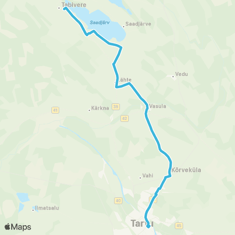 HANSABUSS AS Tartu - Vasula - Lähte - Äksi Keskus - Tabivere Park map