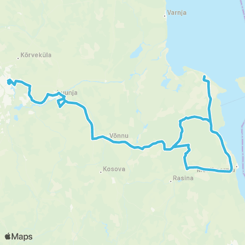 HANSABUSS AS Tartu - Mehikoorma - Laaksaare Sadam - Arusoo - Tartu map