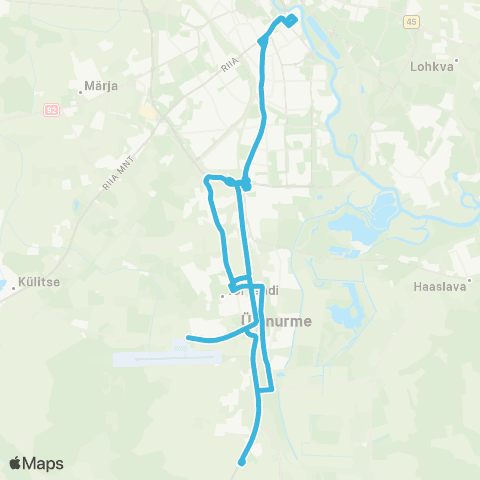 HANSABUSS AS Tartu - Lennujaam - Uhti Keskus - Tartu map