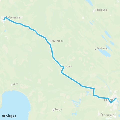 HANSABUSS AS Tartu - Ilmatsalu Kool - Laeva - Puurmani - Põltsamaa map