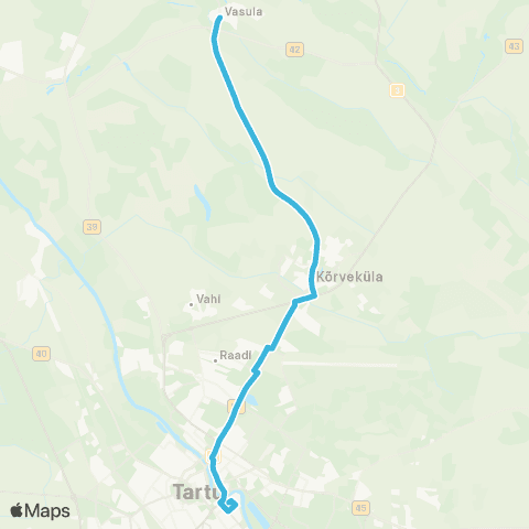 HANSABUSS AS Vasula - Tartu map