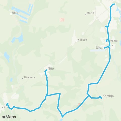 HANSABUSS AS Tartu - Aarike - Kambja - Luke Mõisa - Nõo - Luke - Elva map