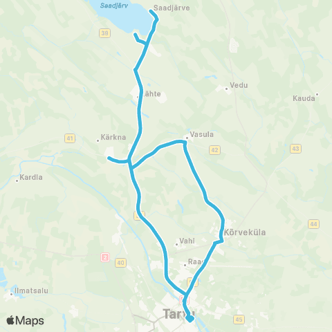 HANSABUSS AS Tartu - Lähte - Saadjärve - Lähte - Vasula - Tartu map
