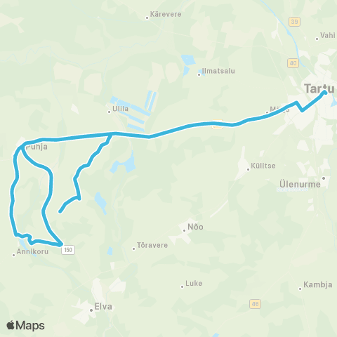 HANSABUSS AS Põrgumäe - Puhja - Annikoru - Puhja - Tartu map