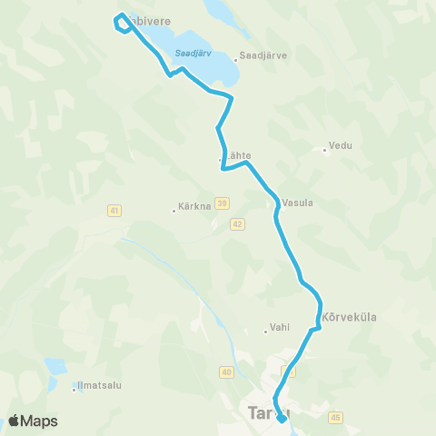 HANSABUSS AS Tabivere Park - Äksi Keskus - Lähte - Vasula - Tartu map