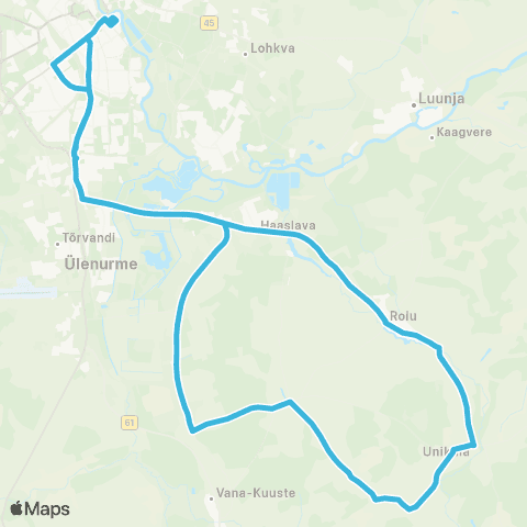 HANSABUSS AS Tartu - Roiu - Ignase - Lange - Tartu map
