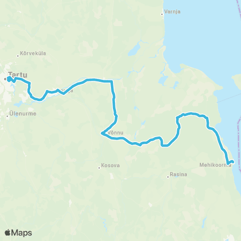 HANSABUSS AS Mehikoorma - Ahunapalu - Võnnu - Tartu map