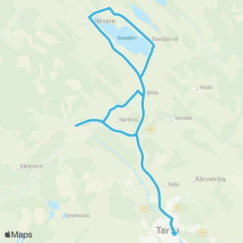 HANSABUSS AS Tartu - Lähte - Äksi Keskus - Tabivere - Lähte - Tartu map