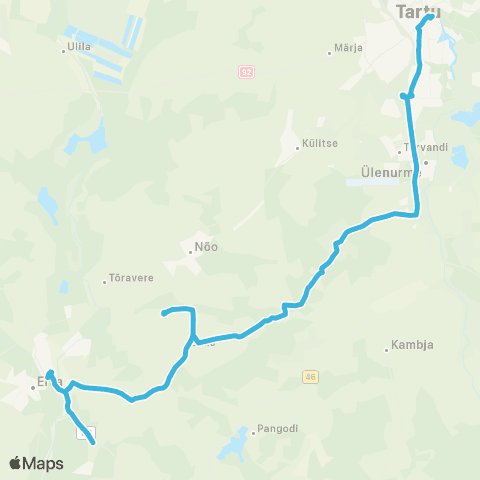 HANSABUSS AS Tartu - Lätiküla - Luke - Elva - (Illi Suvilad) - (Elva) map