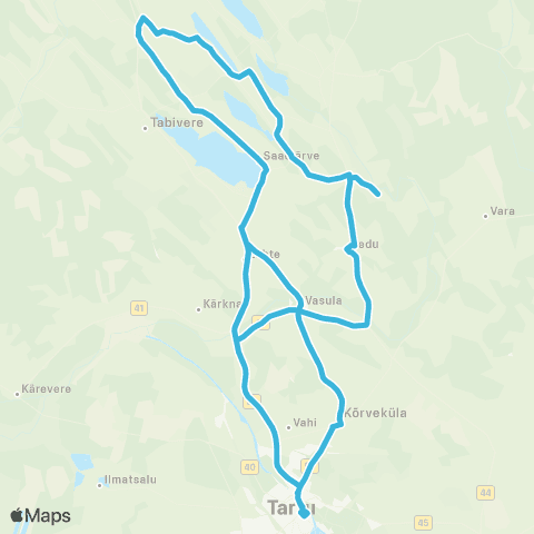 HANSABUSS AS Tartu - Lähte - Äksi Keskus - Vedu Keskus - Vasula - Tartu map