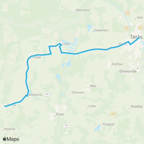 HANSABUSS AS Tartu - Ulila - Puhja - Ristimäe - Annikoru - (Rannu) map