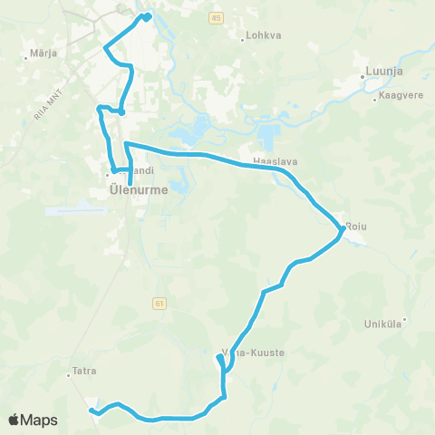 HANSABUSS AS Kambja Park - Roiu Kauplus - Ülenurme Keskus - Tartu map