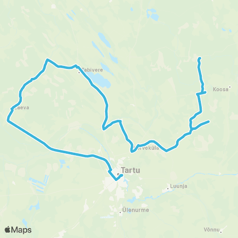 HANSABUSS AS Tartu - Laeva - Tabivere - Lähte - Tammistu - Vara - Koosa - (Kärgandi Tee) map