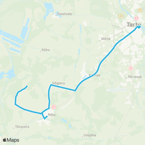 HANSABUSS AS (Kõrtsi) - Meeri - Nõo - Nõgiaru - Tartu map