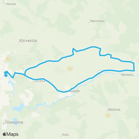 HANSABUSS AS Tartu - Sahkapuu - Kavastu - Luunja Kool - Tartu map