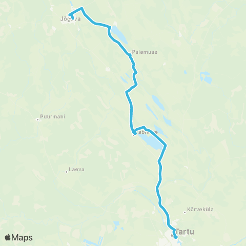 HANSABUSS AS Jõgeva - Palamuse - Tabivere - Saadjärve - Lähte - Tartu map