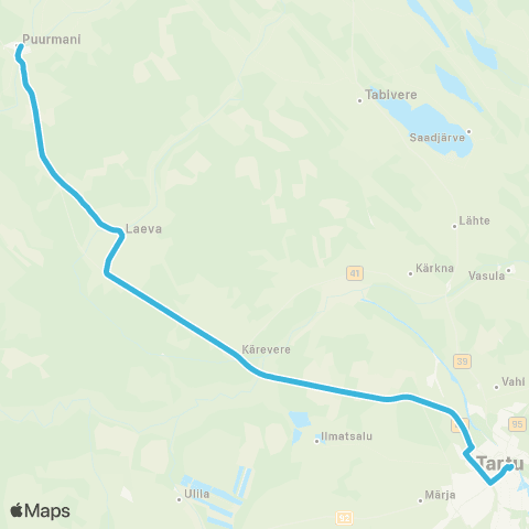 HANSABUSS AS Tartu - Laeva - Puurmani map