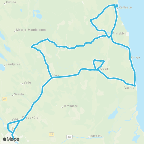 HANSABUSS AS Tartu - Välgi - Alatskivi - Kallaste - Varnja - Tartu map
