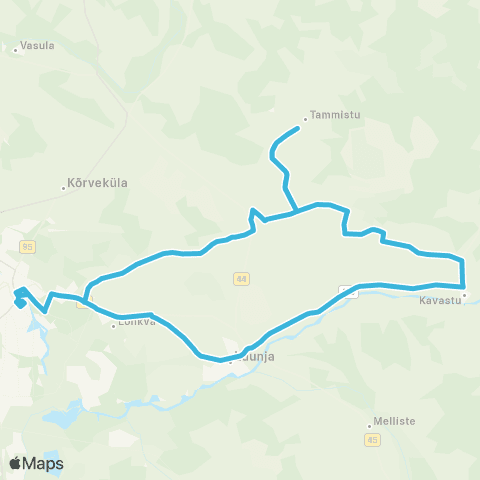 HANSABUSS AS Tartu - Sahkapuu - Kavastu - Luunja Kool - Tartu map