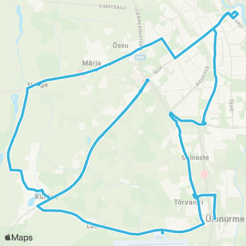 HANSABUSS AS Tartu - Lennujaam - Hobunurme - Teaduspark - Haage - Tartu map