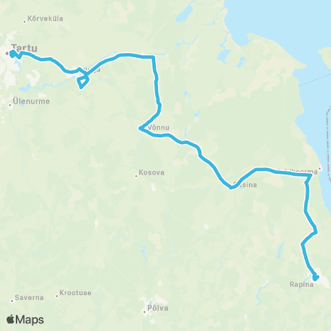 HANSABUSS AS Räpina - Mehikoorma - Rasina - Võnnu - Võõpste - Tartu map