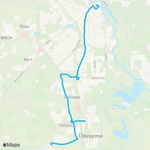 HANSABUSS AS Lennujaam - Tõrvandi - Tartu map