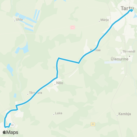HANSABUSS AS Elva - Arbimäe - Nõgiaru - Tartu map