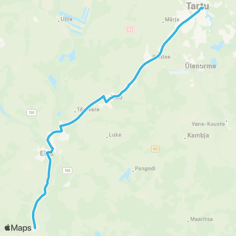 HANSABUSS AS Tartu - Nõo - Arbimäe - Elva - Turuplatsi - (Hellenurme) map