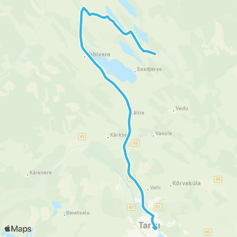 HANSABUSS AS (Jõhvika) - Soitse - Tabivere - Lähte - Tartu map