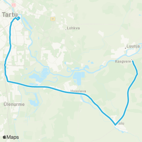 HANSABUSS AS Kaagvere - Roiu Kauplus - Tartu map