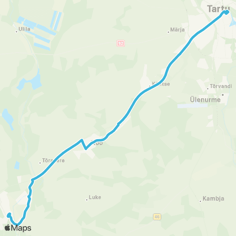 HANSABUSS AS Elva - Peedu - Nõo - Tartu map