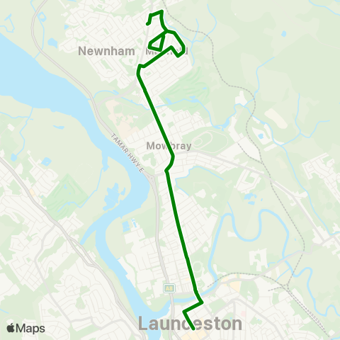 Metro Tasmania Alanvale and Mayfield to Launceston City map