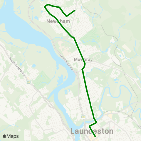 Metro Tasmania Alanvale to Launceston City map