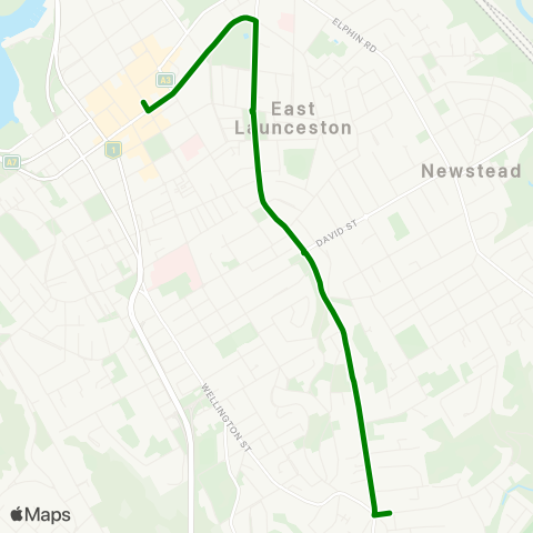 Metro Tasmania Punchbowl to Launceston City map