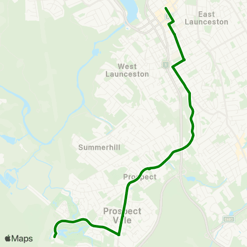 Metro Tasmania Country Club to Launceston City map