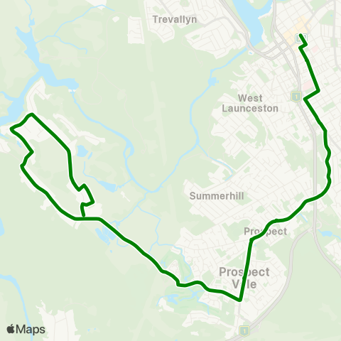 Metro Tasmania Blackstone Heights to Launceston City map
