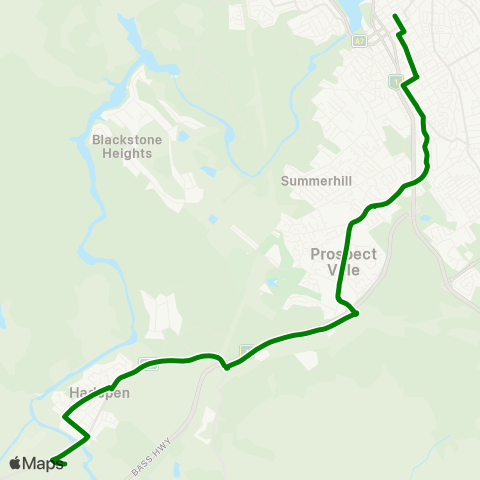 Metro Tasmania Hadspen to Launceston City map