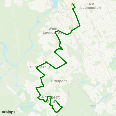 Metro Tasmania Prospect Vale to Launceston City map