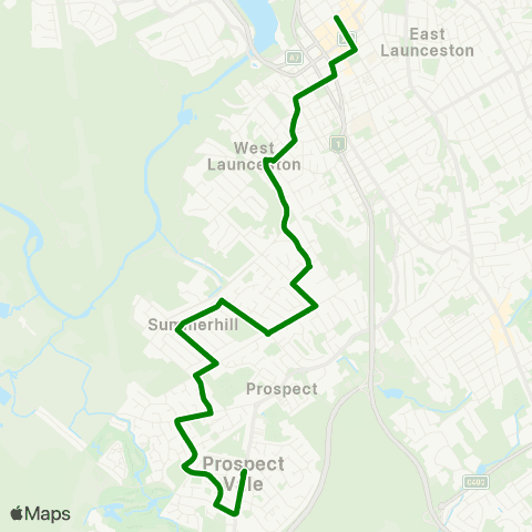 Metro Tasmania Prospect Vale to Launceston City map