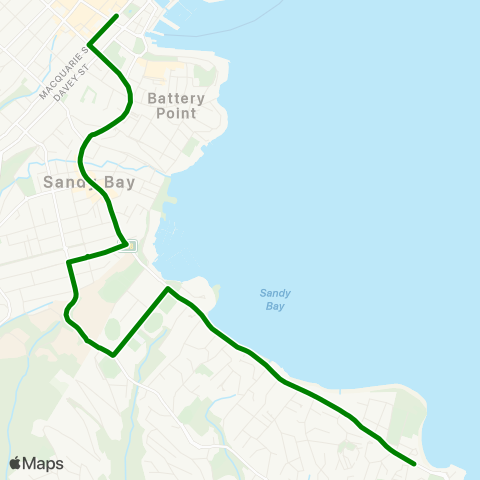 Metro Tasmania Sandy Bay to Hobart City map