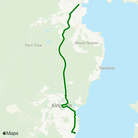 Metro Tasmania Blackmans Bay to Hobart City map