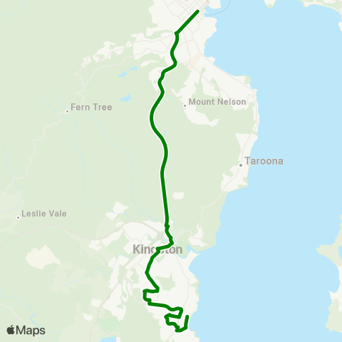 Metro Tasmania Blackmans Bay to Hobart City map