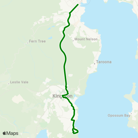 Metro Tasmania Blackmans Bay to Hobart City map