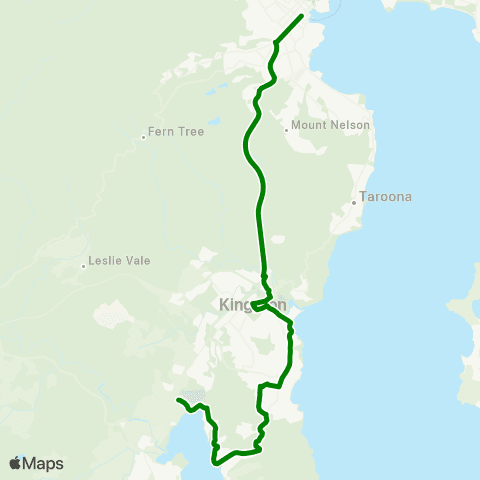 Metro Tasmania Howden to Hobart map