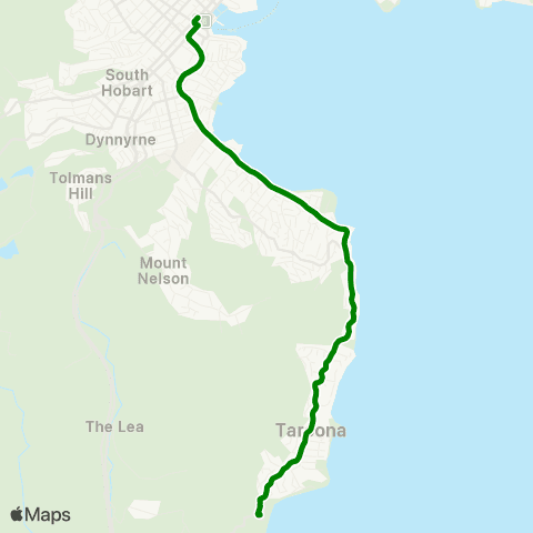 Metro Tasmania Taroona to Hobart map