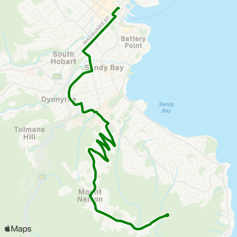 Metro Tasmania Mount Nelson to Hobart City map