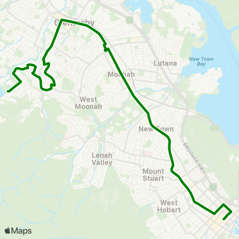 Metro Tasmania Tolosa Park to Hobart City map