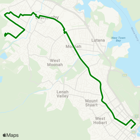 Metro Tasmania Jackson Street to Hobart City map