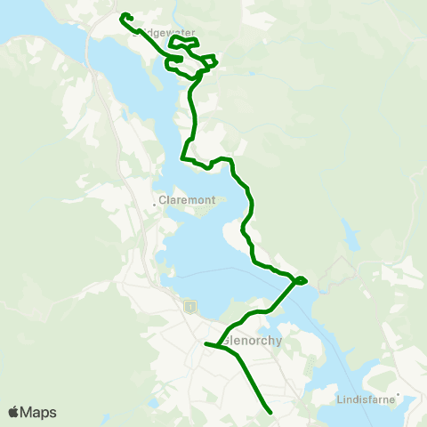 Metro Tasmania Bridgewater to Glenorchy map