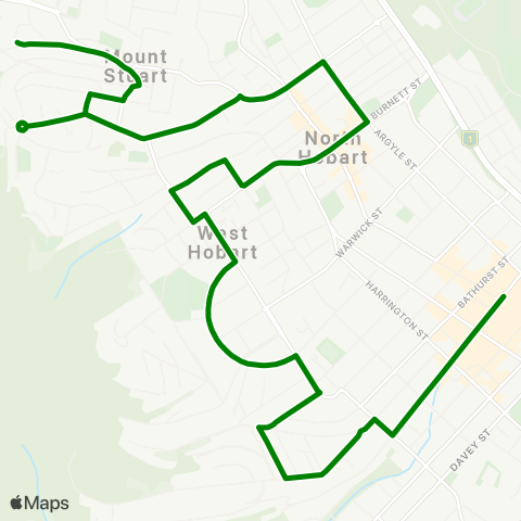 Metro Tasmania Mount Stuart to Hobart City map